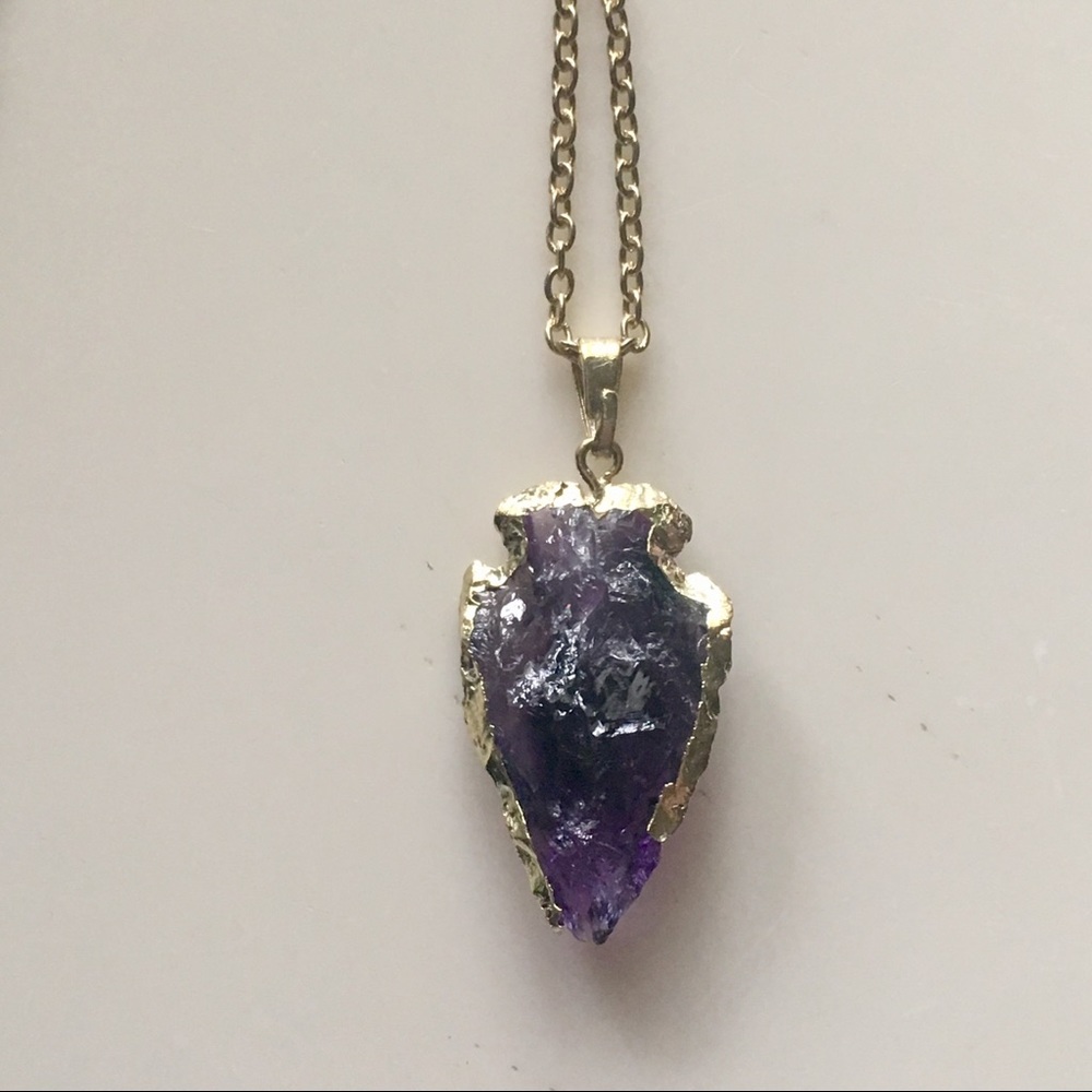 🆕 Handcrafted Amethyst Arrowhead Pendant Necklace - Picture 4 of 8